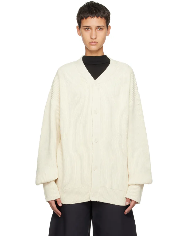 AMOMENTO Off-White V-Neck Cardigan Ecru