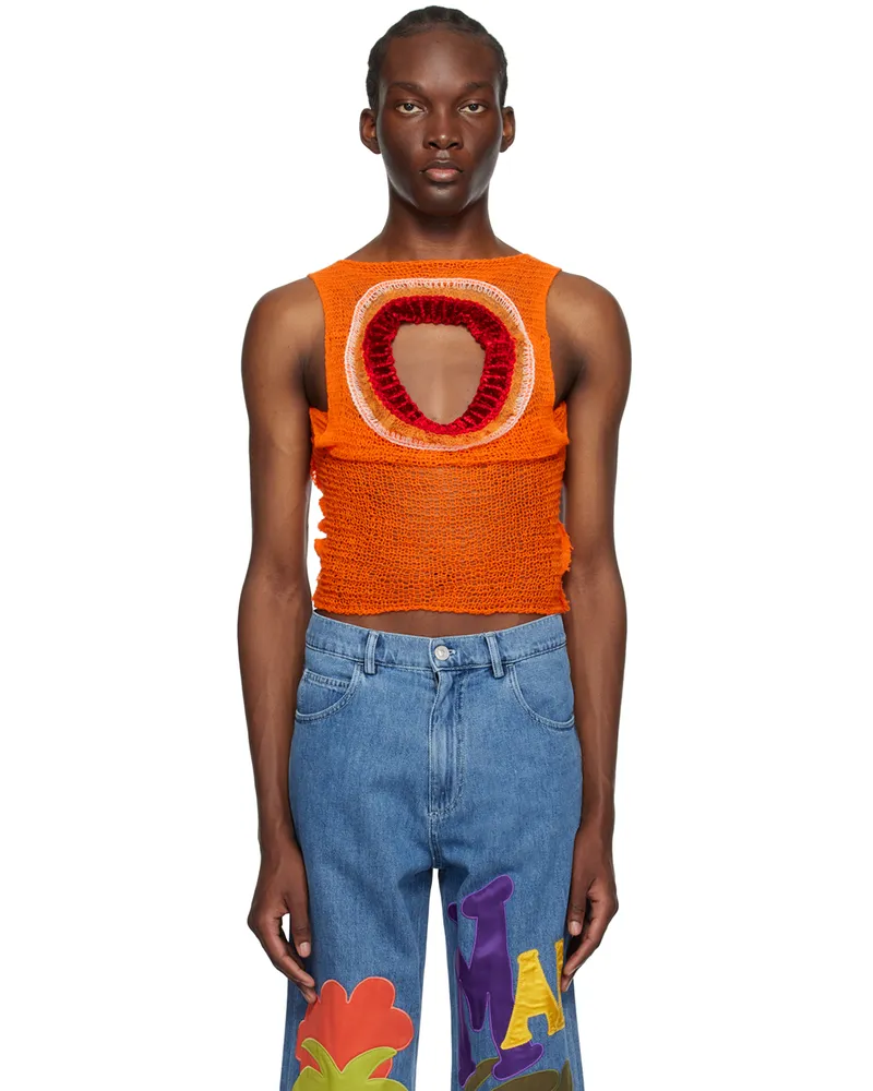 Marni Orange Cutout Tank Top 00r17