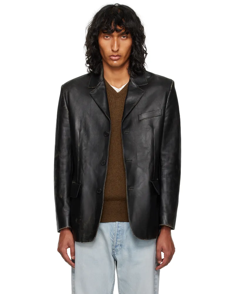 The Row Black Genki Leather Jacket Blk