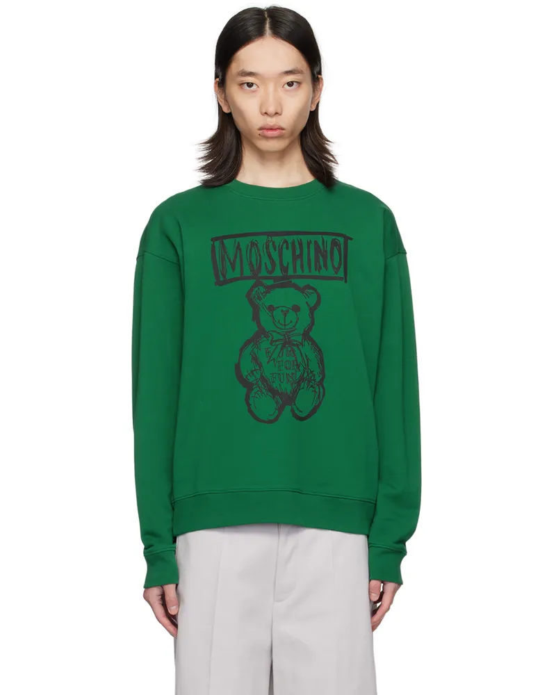 Moschino Green Teddy Bear Sweatshirt Multi