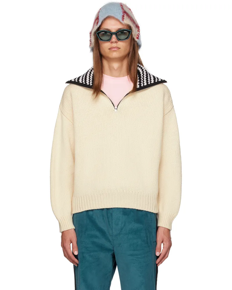 Marni White Half-Zip Sweater 00w03