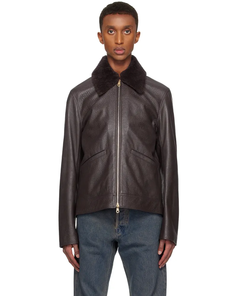 Paul Smith Purple Grained Leather Jacket 59
