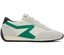 White & Green Retro Runner Slim Sneakers
