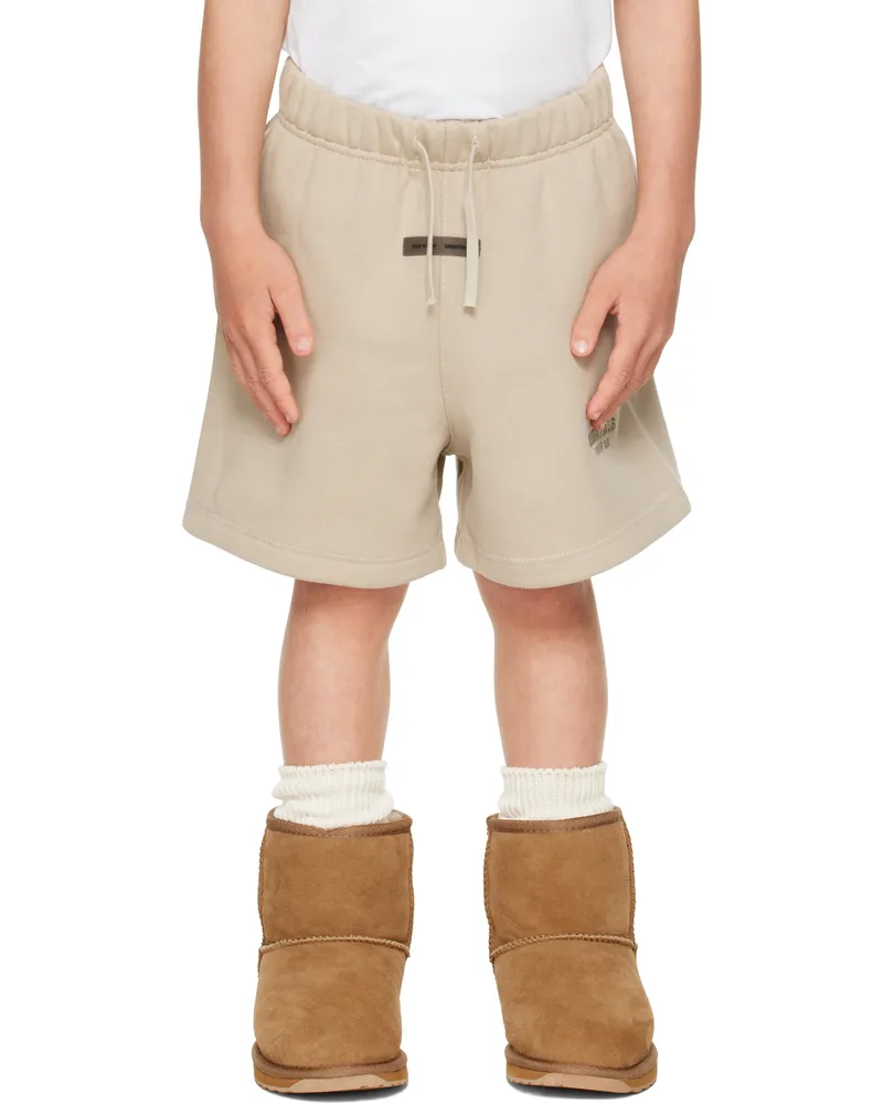 Fear of God Kids Taupe Fleece Soccer Shorts Timber