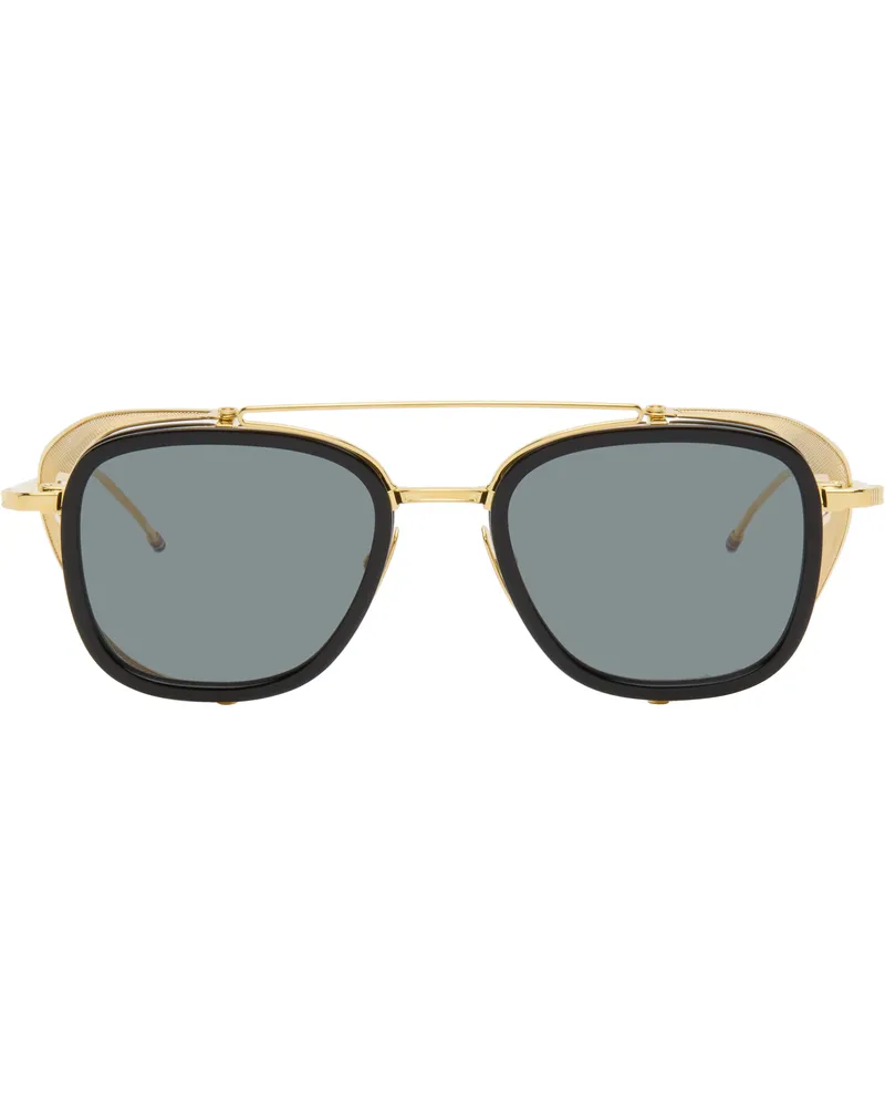 Thom Browne Black & Gold Square Sunglasses 001