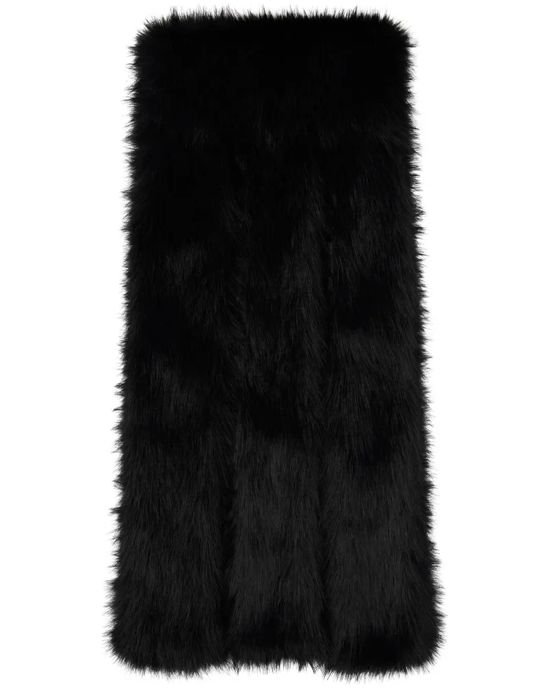 Simone Rocha Black Triple Slit Faux Fur Scarf Black