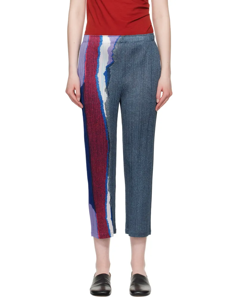 Issey Miyake Blue Grainy Colors Trousers 19