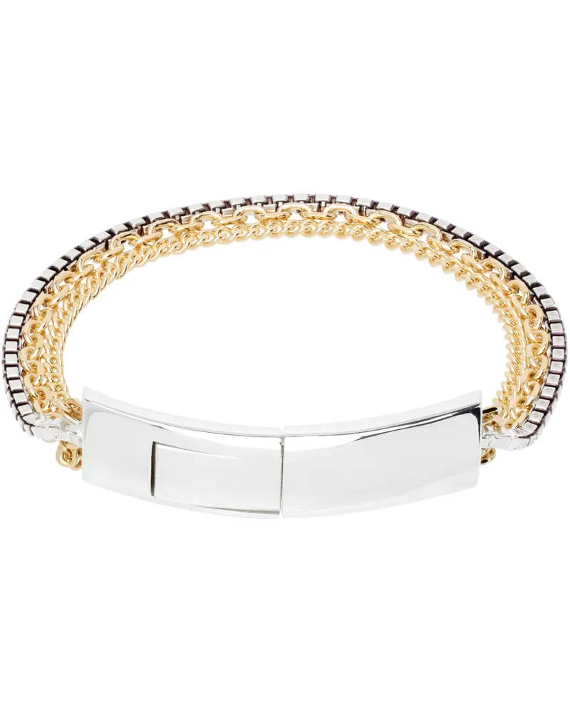 Bottega Veneta Gold & Silver Detail Chain Bracelet 8119