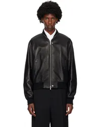 Jil Sander Black Zip Leather Jacket Black