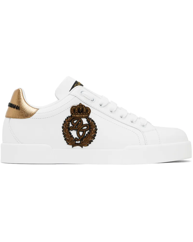 Dolce & Gabbana White Calfskin Nappa Portofino Sneakers 8i047
