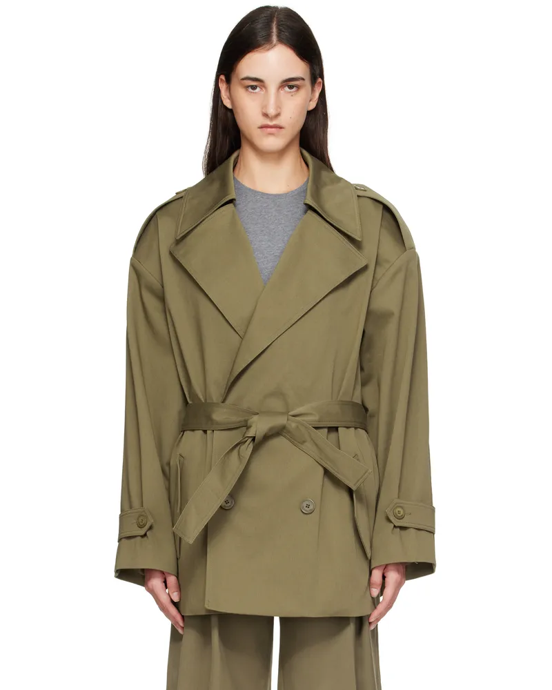 FRANKIE Shop Khaki Zurich Oversized Short Trench Coat 404