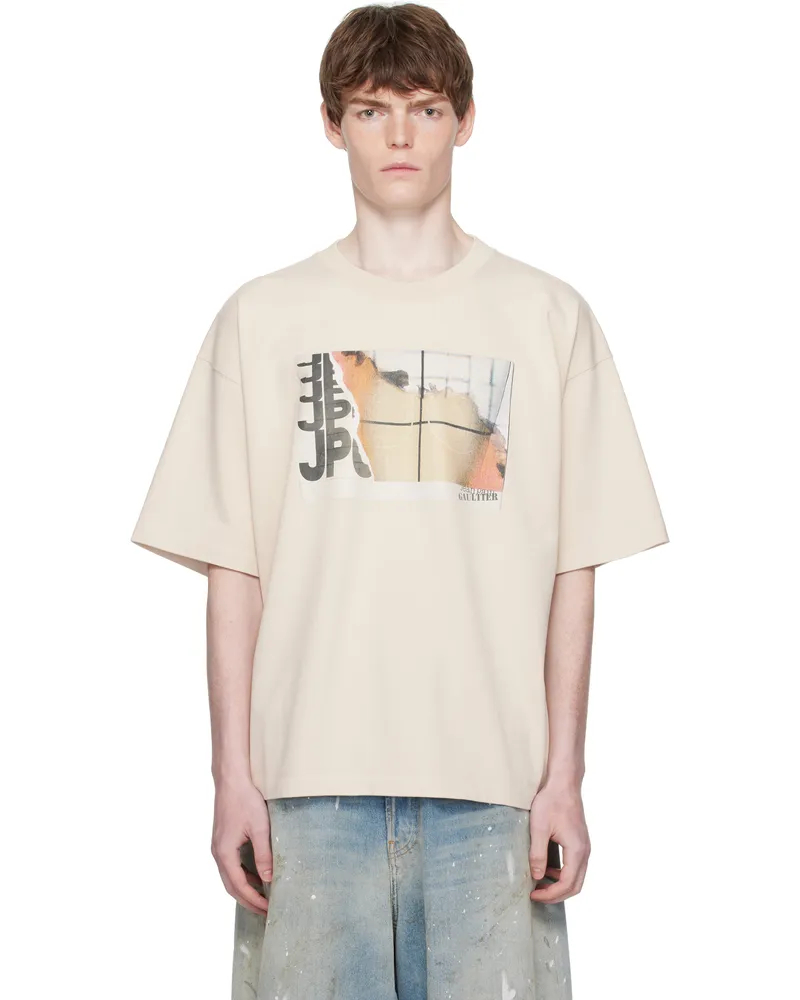 Jean Paul Gaultier Beige Oversized Printed Fire T-shirt 691501-lightbeige