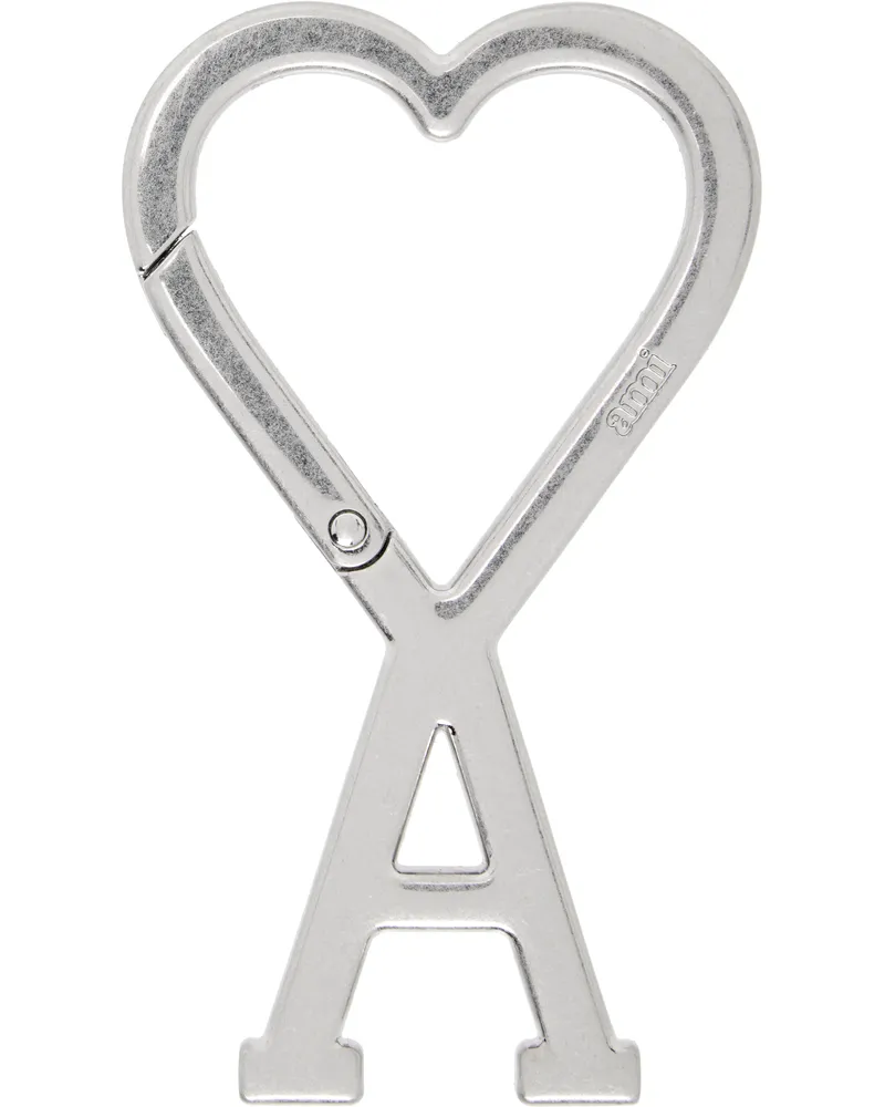 AMI Paris Silver Ami De Coeur Hook Keychain 905