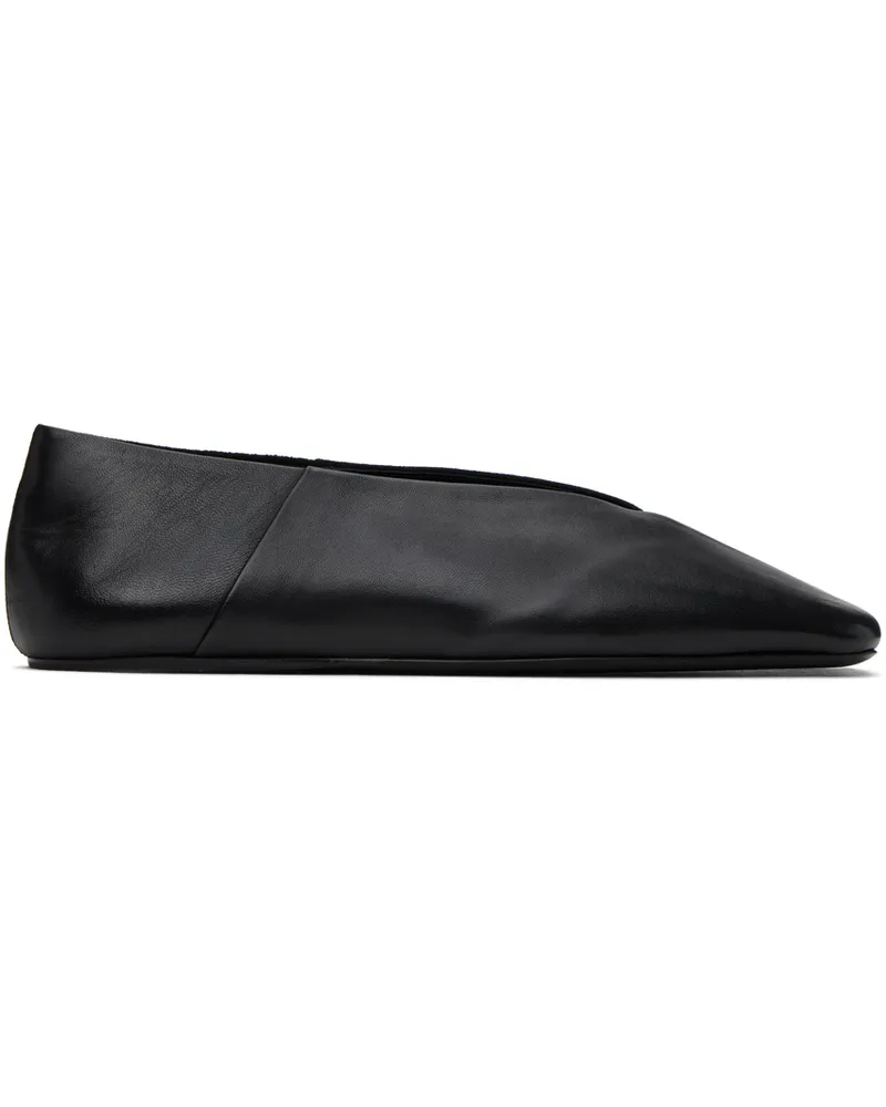 Jil Sander Black Square Toe Ballerina Flats 001