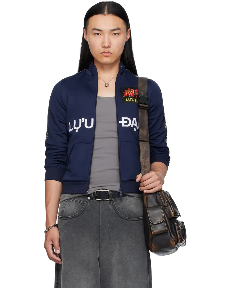 LU'U DAN Navy Shrunken Track Jacket Deep