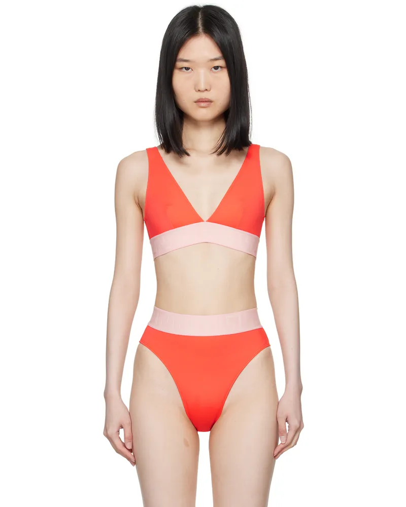 Versace Orange Greca Border Bikini Top 2rb10-cor+drose-ivry