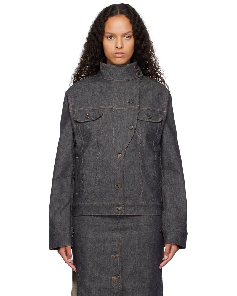 Courrèges Gray Motorcycle Denim Jacket 9011