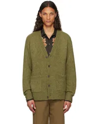 Dries van Noten Green Dropped Shoulder Cardigan Olive