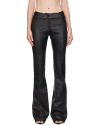 GCDS Black Multi Zip Skinny Leather Pants Black