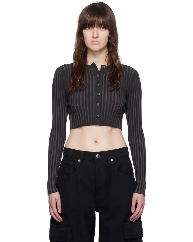 Alexander Wang Gray Shrunken Cardigan Charcoal