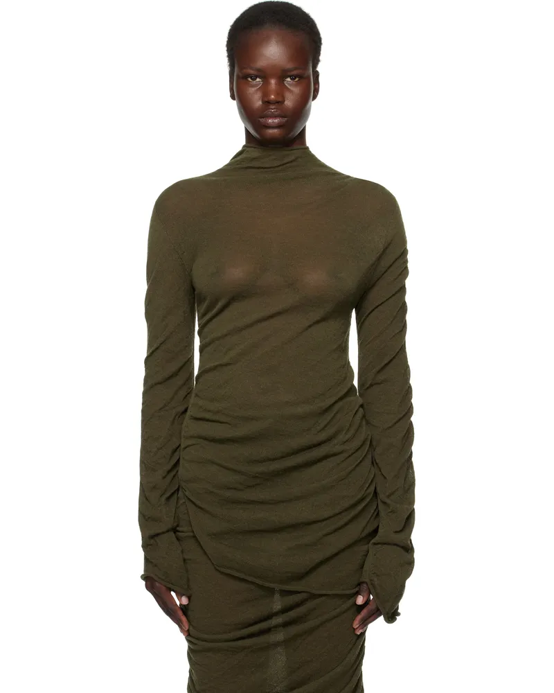 Issey Miyake Green Ambiguous Wool Sweater 68