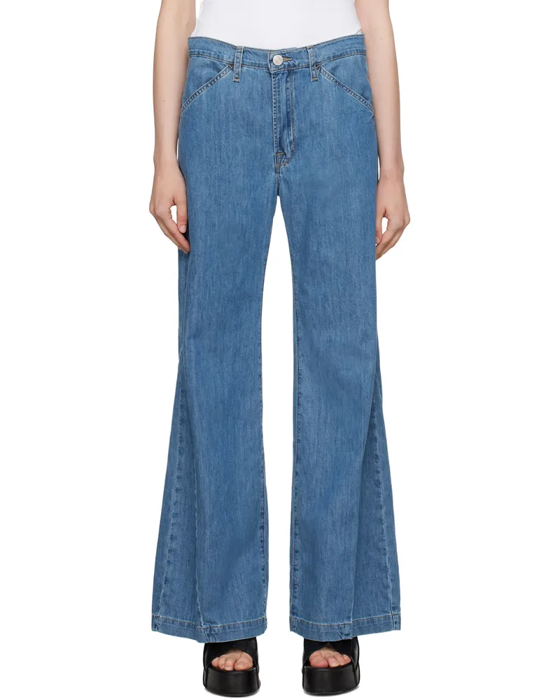 Frame Denim Blue 'Le Baggy Palazzo' Jeans Happy