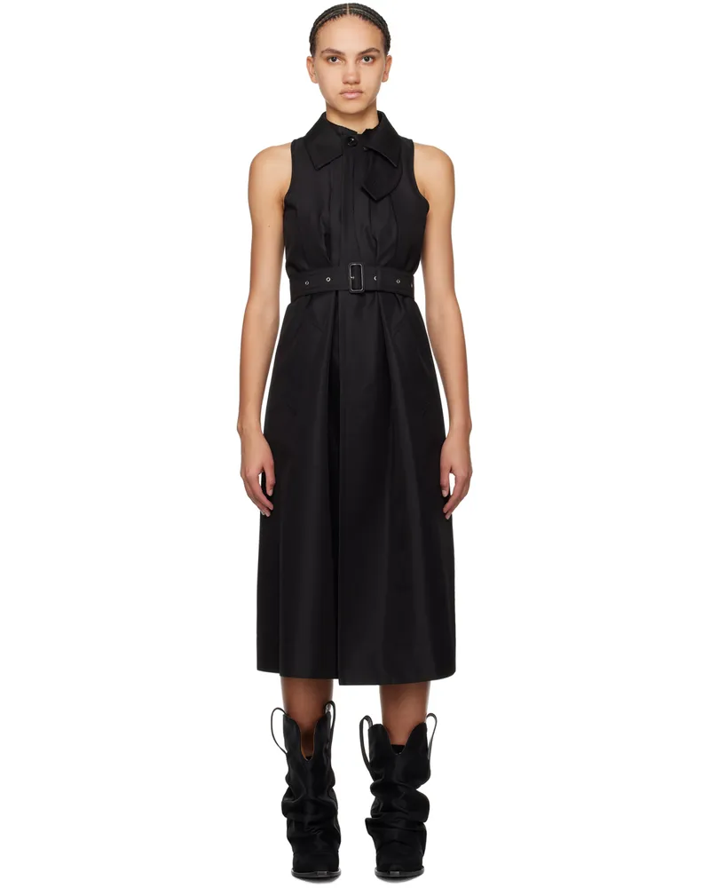 Sacai Black Belted Midi Dress 001