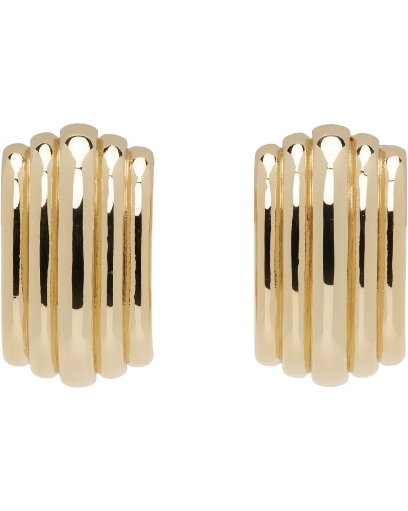 Anine Bing Gold Chunky Ribbed Earrings Gold