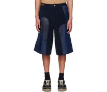 Navy Paneled Shorts