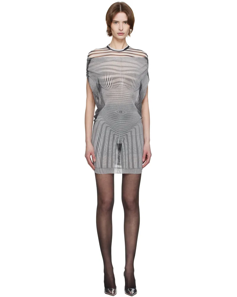 Jean Paul Gaultier White & Black 'The Draped Body Morphing' Minidress O100-white