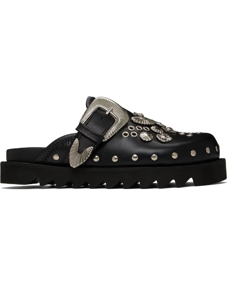 Toga Black Eyelet Metal Sabot Slip-on Loafers Aj1058