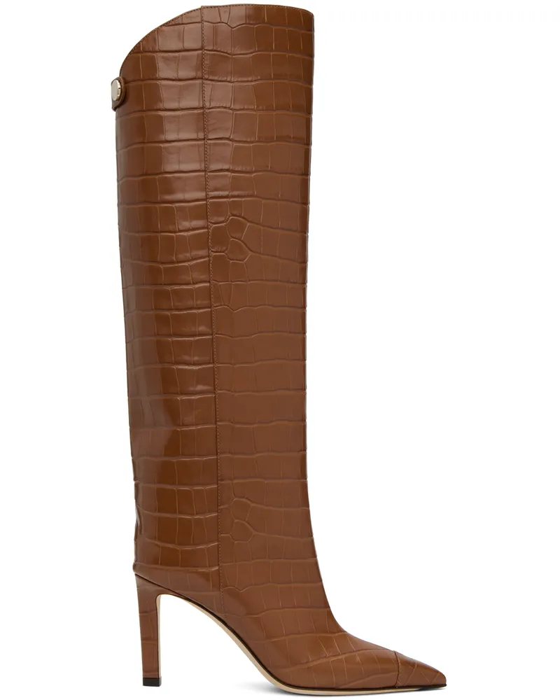 Jimmy Choo Tan Alizze 85 Boots Tan