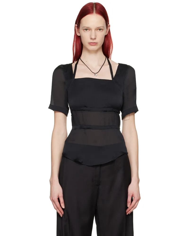 Youth Black Halter Strap Blouse Black