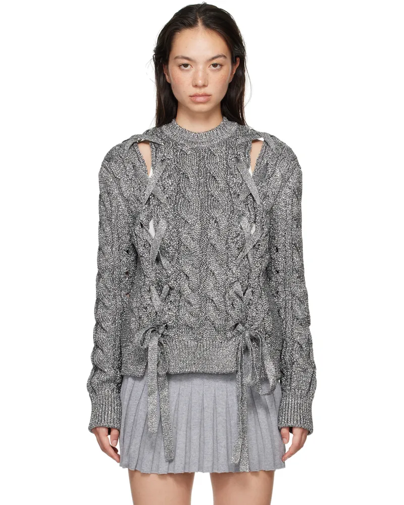 pushBUTTON Silver Knit Sweater Metal