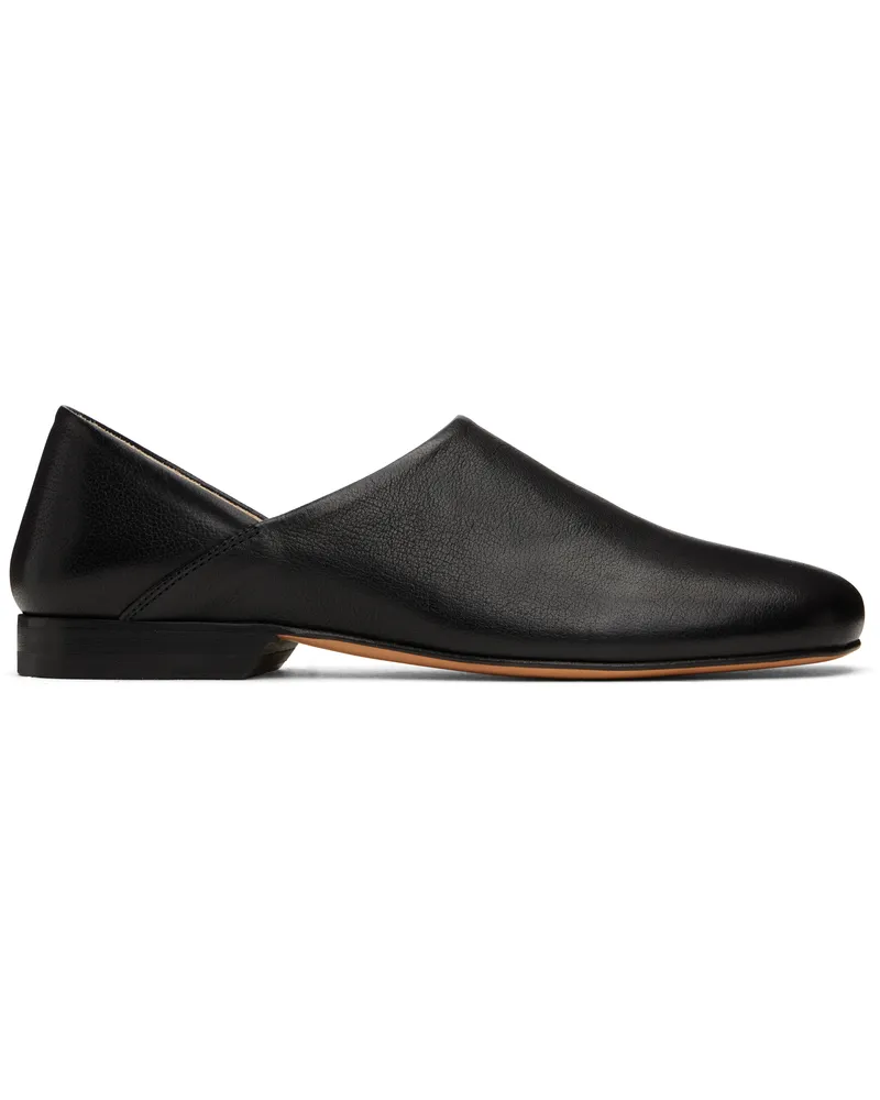 Christophe Lemaire Black Leather Slippers Bk999