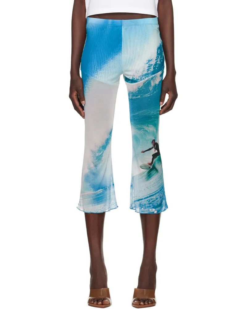 ABRA Blue Mesh Capri Wave Leggings Print