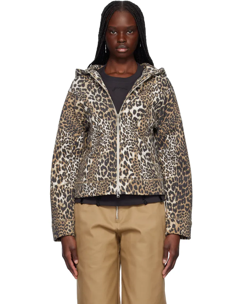 Ganni Brown & Black Heavy Fleece Zip Hoodie 943