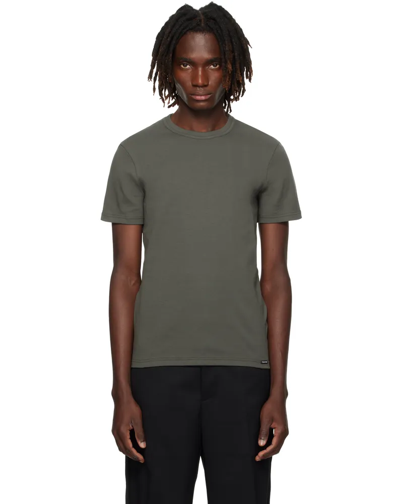 Tom Ford Green Cotton Crewneck T-shirt 302military