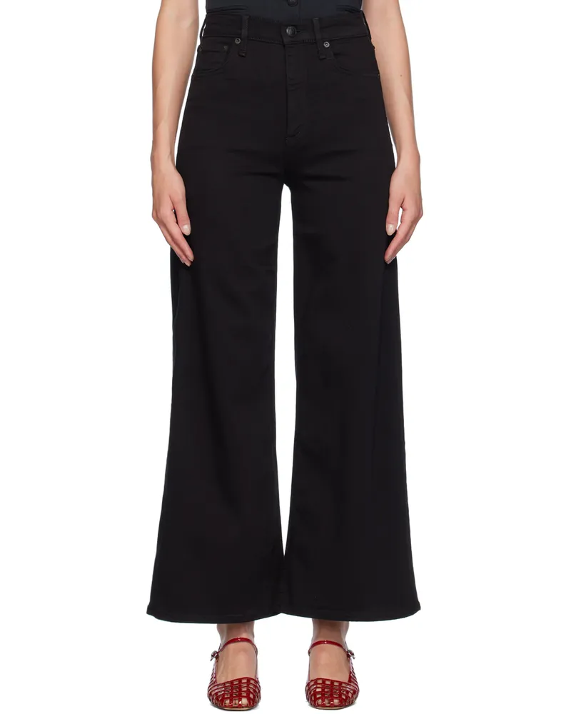Rag & Bone Black Sofie Ankle Ultra Wide-Leg Jeans Black