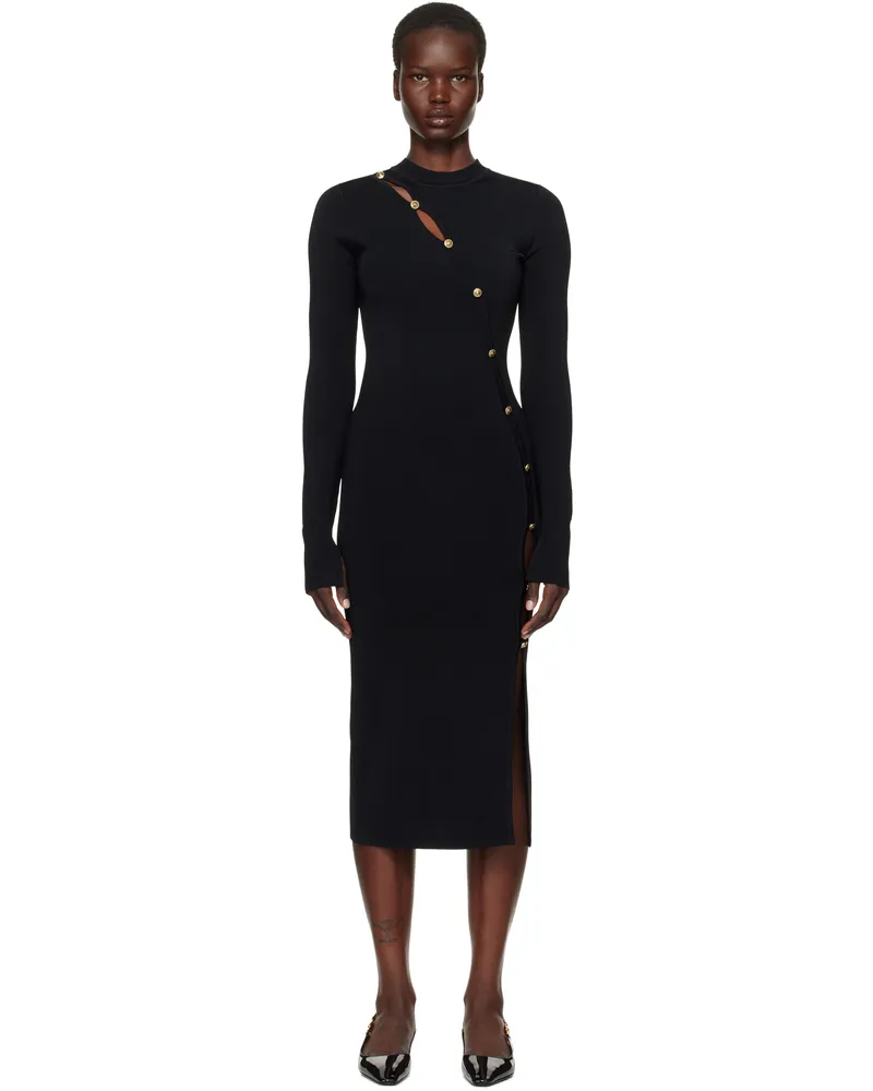 Versace Jeans Black Jersey Midi Dress E899
