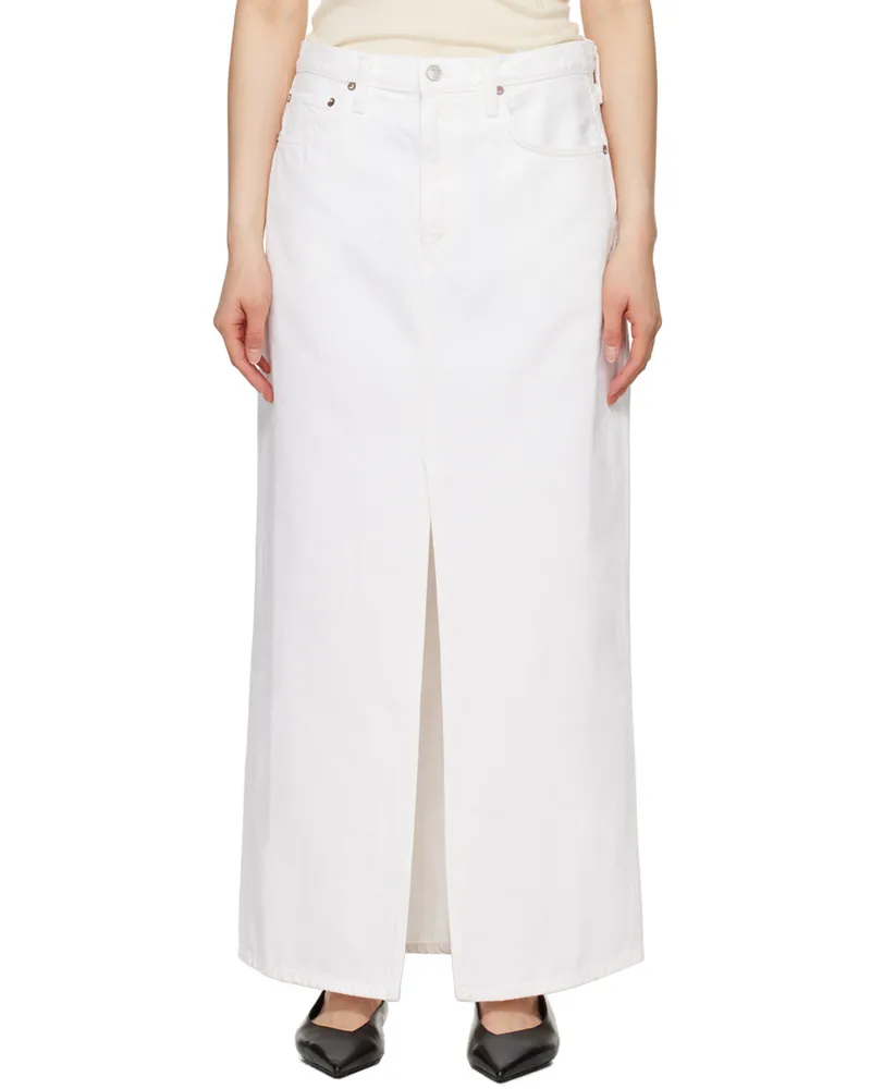AGOLDE White Leif Denim Maxi Skirt Milkshake
