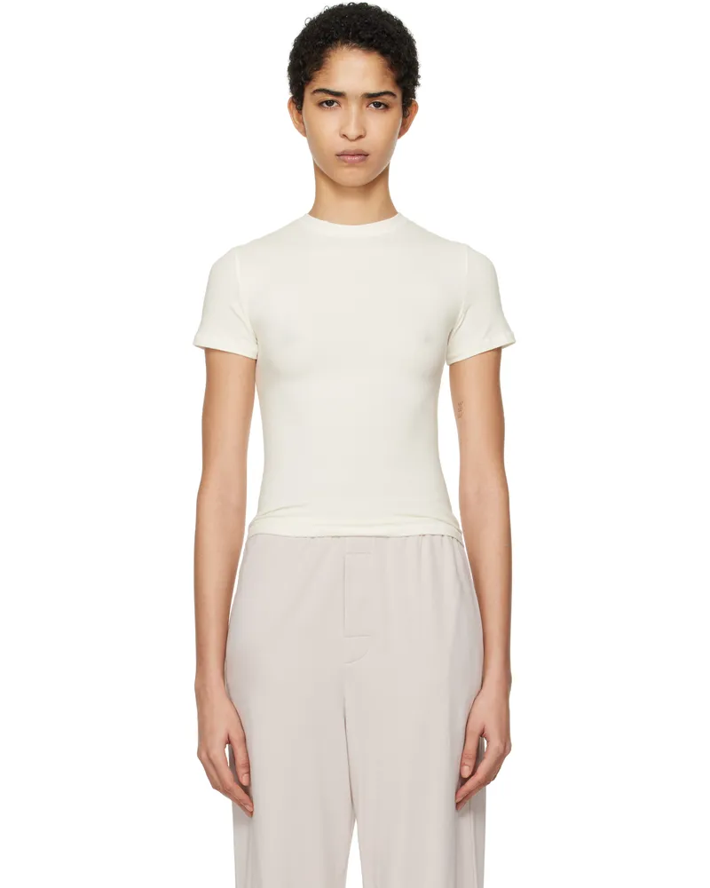 SKIMS Off-White Cotton Jersey T-shirt Marble