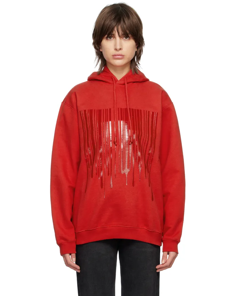 VTMNTS Red Dripping Barcode Hoodie Red