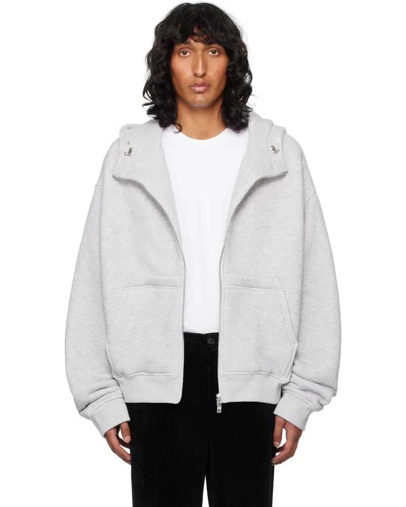 Wooyoungmi Gray High Neck Hoodie 738g