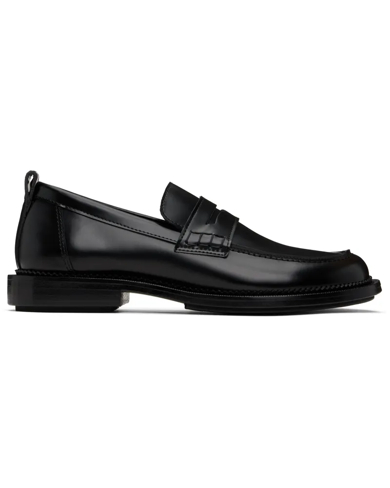 AMI Paris Black Leather Anatomical Toe Loafers 001