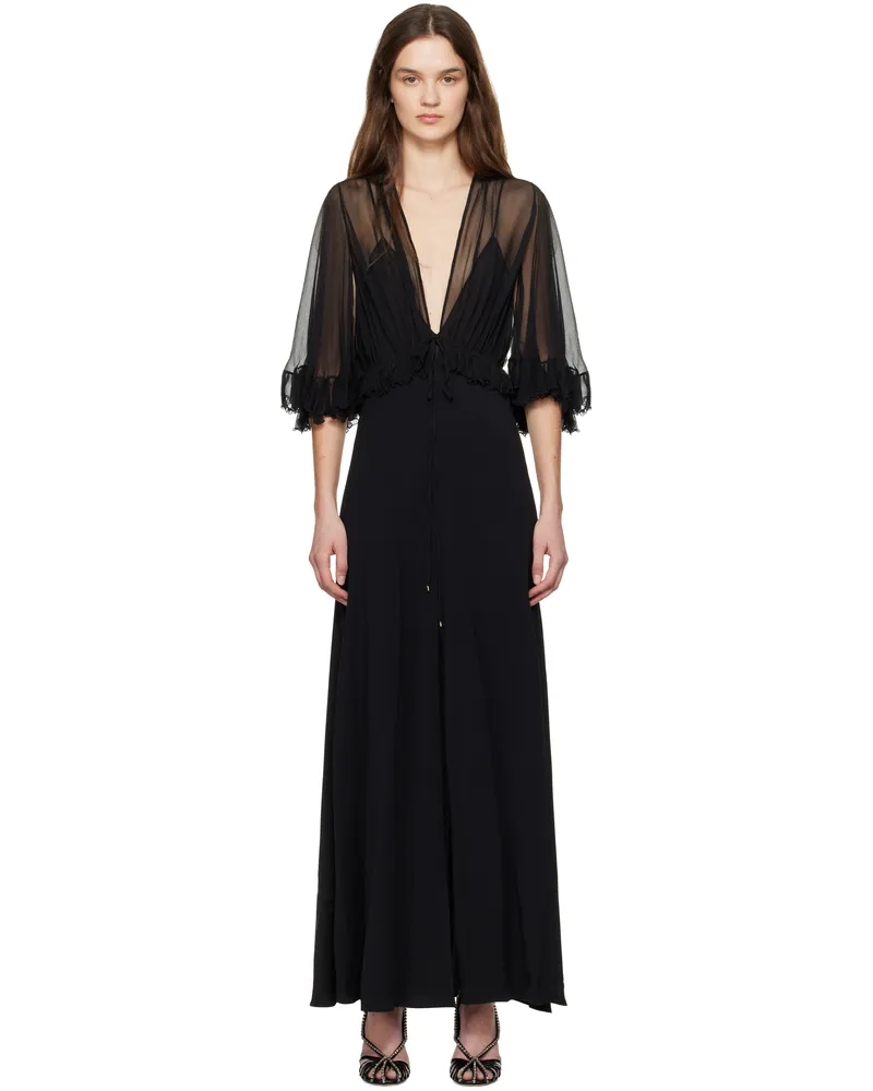 Chloé Black V-Neck Maxi Dress 001