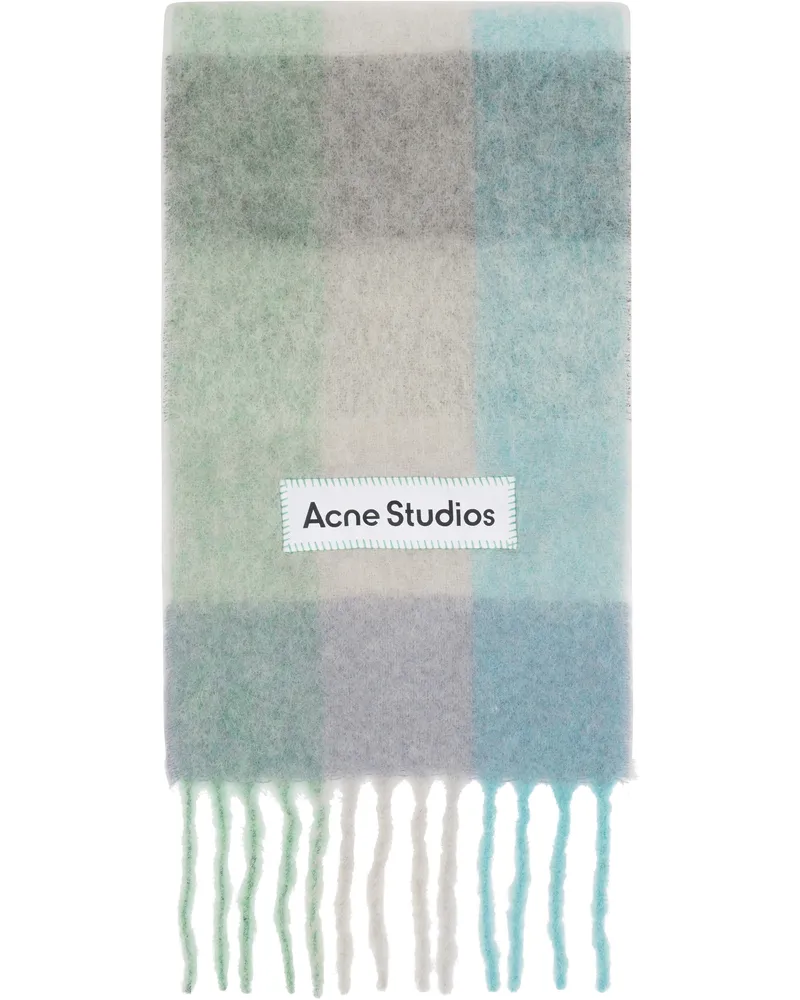 Acne Studios Blue & Green Check Fringe Scarf Dqg