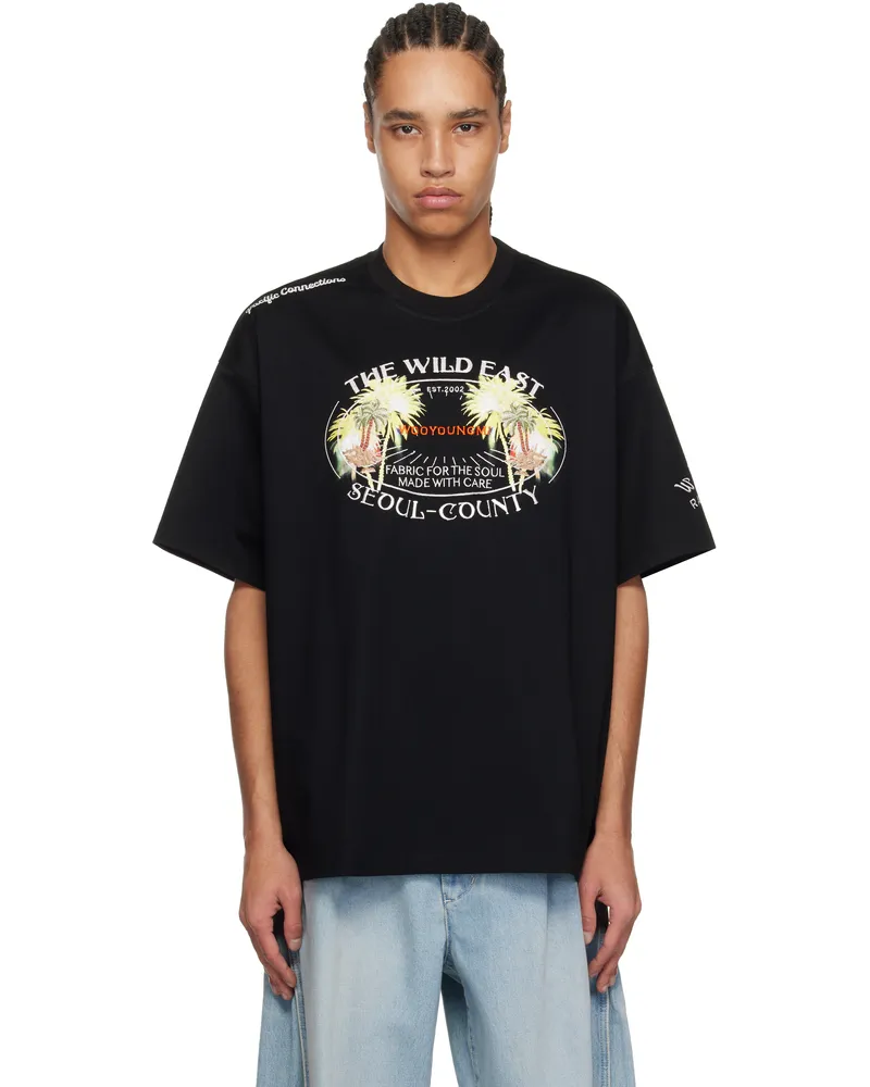 Wooyoungmi Black Palm Tree Graphic T-shirt Black708b