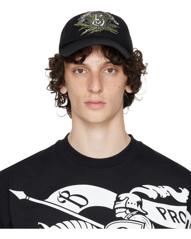 Burberry Black Daisy 'B' Gabardine Baseball Cap Black