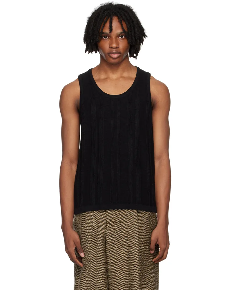 COMMAS Black Tuck Stitch Tank Top Black